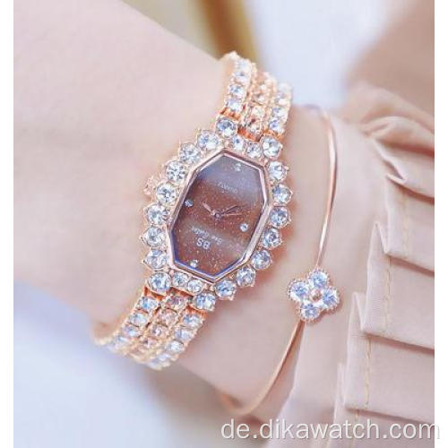 BS 1581 Uhren 2021 Luxusmarke Diamant Quarz Frauen Rose Gold Uhr Edelstahl Uhr Kleid Armbanduhren Damenuhr